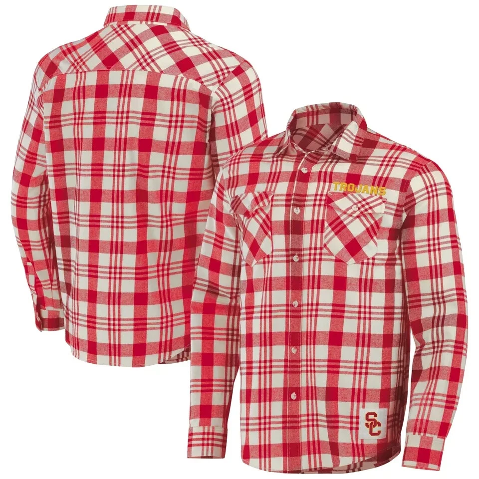 Darius Rucker by Fanatics Men's USC Trojans Plaid Flannel Shirt Size M - NWT - Image 2 of 4