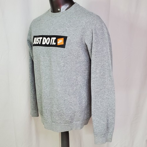 Nike Sudadera Cuello Redondo Para Hombres Mediana M Gris Just Do It Spellout Pullover Informal - Imagen 3 de 6