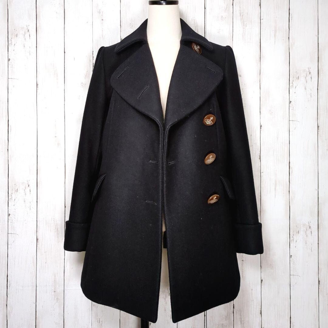 Vivienne Westwood red label Melton Pea Coat Black wool