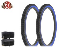 2 ALTA BICYCLE WIRE BEAD TIRE 24 x 2.125 BLACK/BLUE HEAVY DUTY DIAMOND W/Tubes.