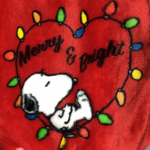 Peanuts Snoopy Christmas Lights Berkshire Blanket VelvetSoft Throw Woodstock Red - Picture 6 of 9