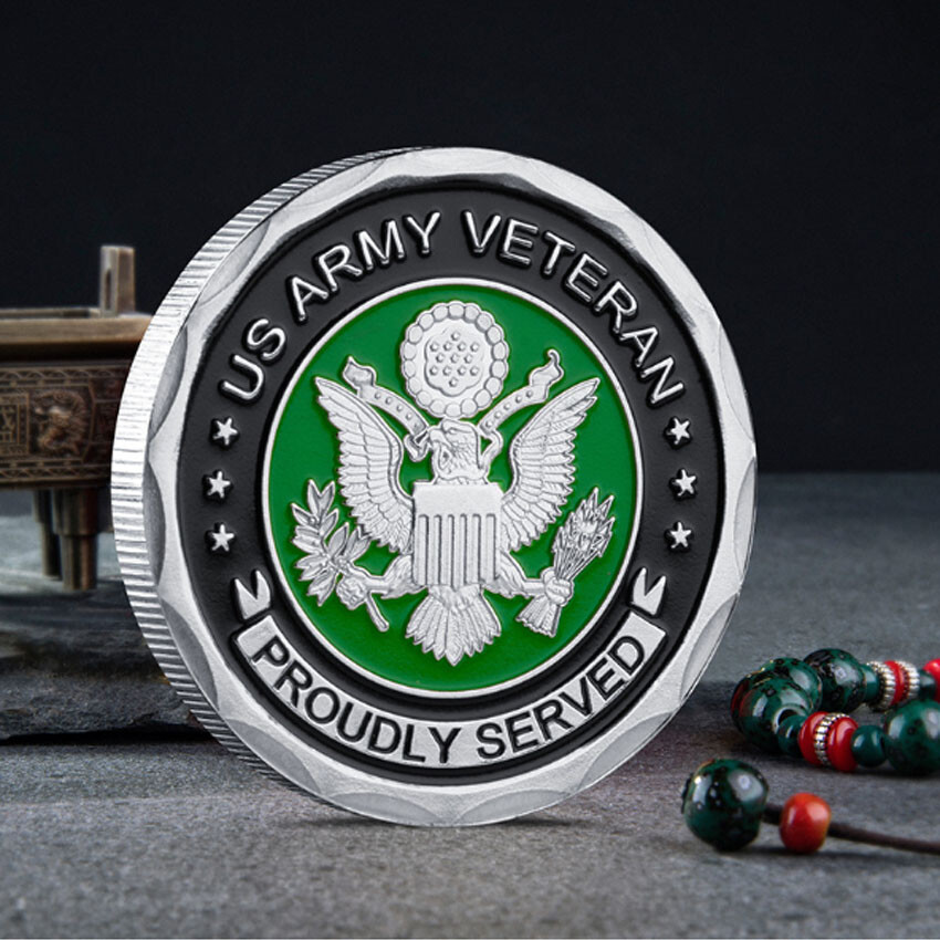 Challenge Commemorative Collectibl US Military Coin Proudly Served ARMY VETERAN