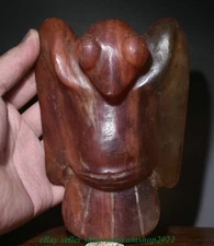 5.8" Rare Old Chinese Hongshan Culture Crystal Carved Fengshui Bird Statue