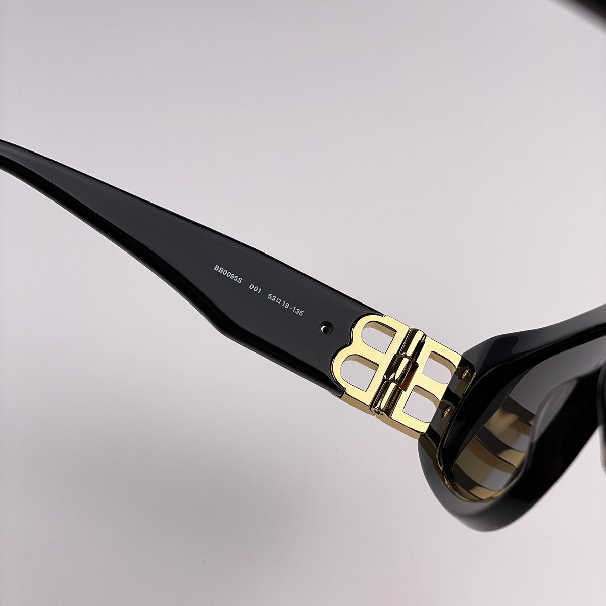 Balenciaga Women Sunglasses Black Gold Grey Cat Eye BB0095S