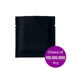 3x3in Matte Black Silver Inside Aluminium Mylar Open Top Pouch Bag w/ Tear Notch