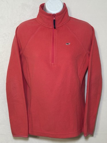 Vineyard Vines Women’s XS Long Sleeve 1/4 Zip Mock Neck Coral Fleece Sweater