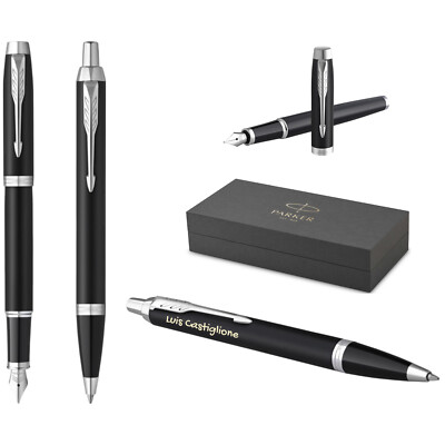 Parker IM Core Kugelschreiber+Füller Matte Black C.C. mit Gravur  graviert
