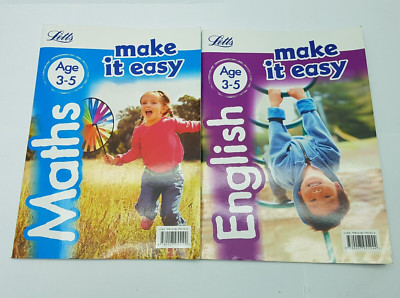 Letts Make It Easy Arbeitsbücher Mathe Englisch Alter 3-5 frühes Lernen Spaß Set