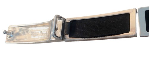 FIBEL Womens Fashion Belt Italy Made 34"Silver Metal Black Stretch & Leather MCM - Picture 12 of 21