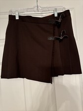 Vintage Juicy Couture Pleated Mini Skirt, 100 Wool, Brown, Size S, New Without