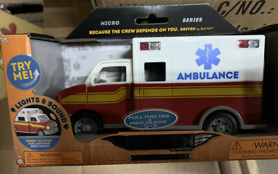 NEW Driven By Battat Emergency Ambulance LED Light & Sound Toy Truck