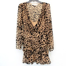 ASTR Vintage 90's Animal Print Velvet Wrap Mini Dress Medium