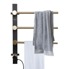 Electric Heated Towel Rack Warmer 3 Stainless Steel Bars Towel Drying Adjust