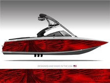Cyclone Red Abstract Boat Wrap Kit 3m Premium Cast Vinyl - 15 Size Options