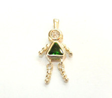 Emerald May Sterling Silver Birthstone Baby Girl Pendant / Charm