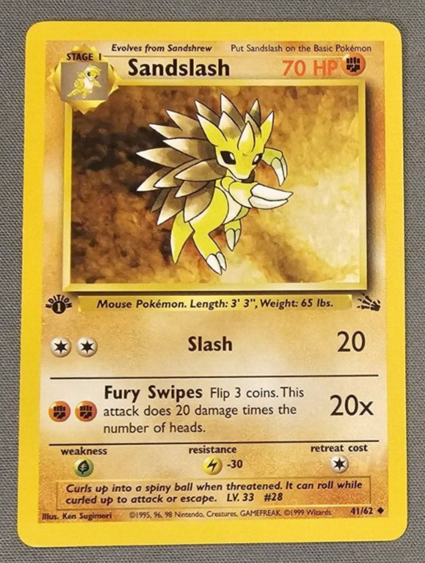 Mint/NM - Sandslash - 41/62 - 1st Edition - Fossil - Pokemon Card