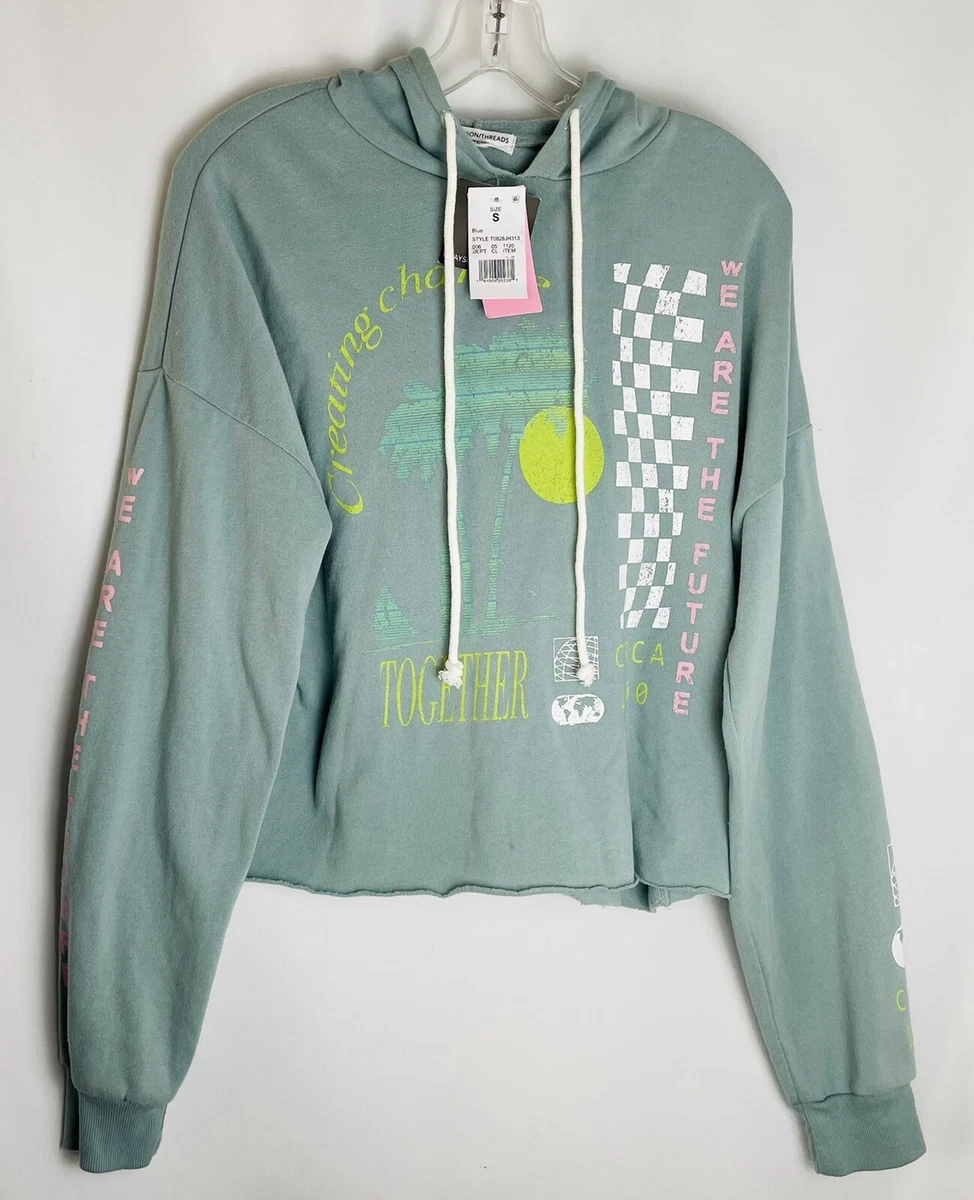 Turquoise cropped hoodie cheap