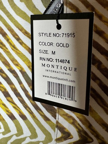 Montique Button Shirt Mens MED Stripe Short Sleeve Collar Polyester ~ NEW - Picture 2 of 6