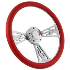Hot Rod Street Rod Rat Rod Truck Red Polished Billet Steering Wheel Horn