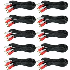 10 PACK LOT  dual RCA to RCA male plug stereo audio interconnect cable cord 20ft