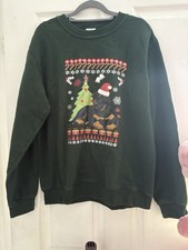 Unisex Green Rottweiler Christmas Jumper Long Sleeve Size Medium