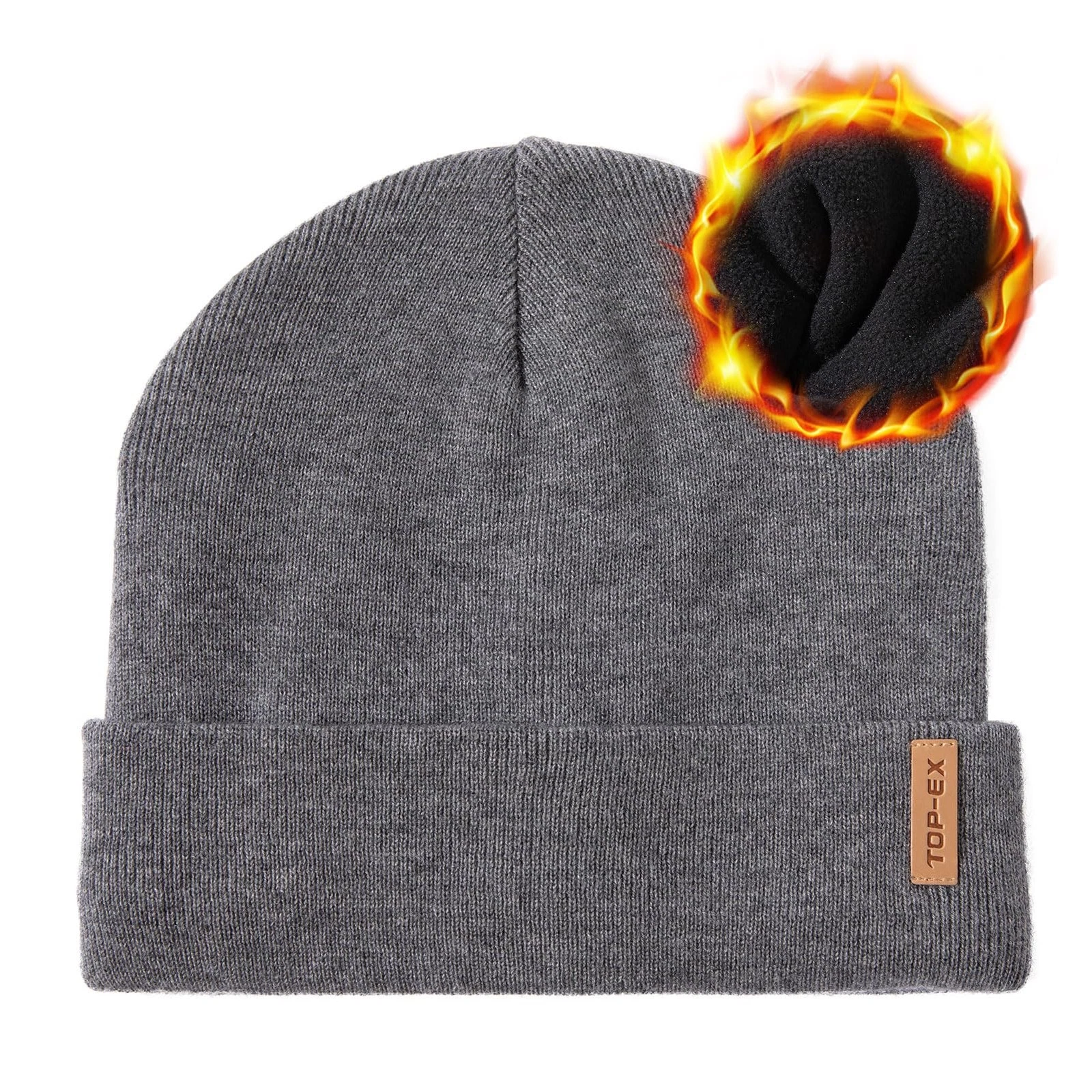 Winter Beanie Hats for Men Merino Wool Big Head Fleece Lined Cold Weather Hun...