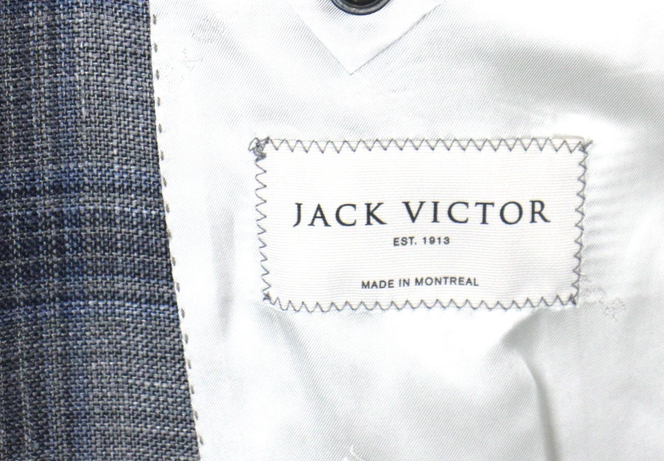 Abrigo deportivo Jack Victor 42 L para hombre Midland gris azul a cuadros Loro Piana Blazer Foto 2 de 4