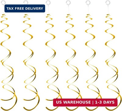30 Pieces Gold Hanging Swirl Decorations Plastic Streamer Party Swirl Spiral Dec