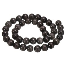 38pcs Black Gray Cat's Eye Stone Beads 10mm Round Crystal Loose Bead