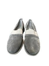 Vionic Gray Suede Kristi Slip On Women 7.5 Comfort Cushion Soft Elastic Accent