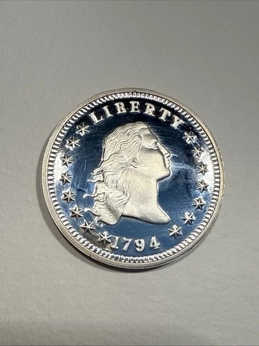 1794 Flowing Hair Silver Dollar  1 oz .999 Fine Silver Round Proof Finish