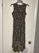 Shein Women's Sleeveless Green leopard print high low dress In A Size XS