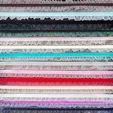 Lots 15 Yards 1" 25mm Double Ruffle Velvet Stretch Headband Hair Jewelry Mix