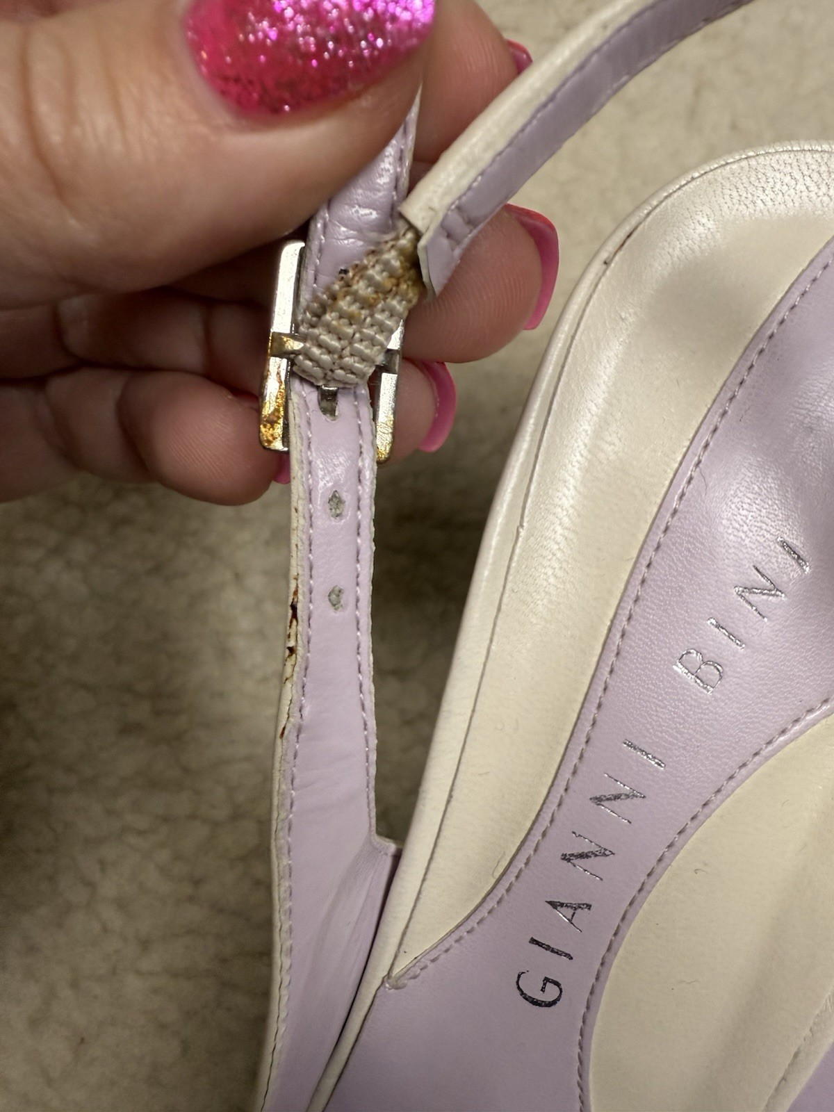 Gianni Bini Ivory Slingback Pointed Toe Kitten Heel Bow Detail Leather Pumps 9M