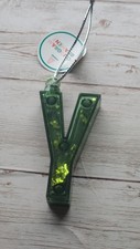 Wondershop Monogram Letter  Y  Christmas Ornament - Green/Glitter - NEW