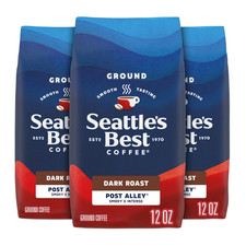 Seattle S Best Coffee, Dark Roast Ground Coffee, Post Alley, 100 Arabica, 3 Bag