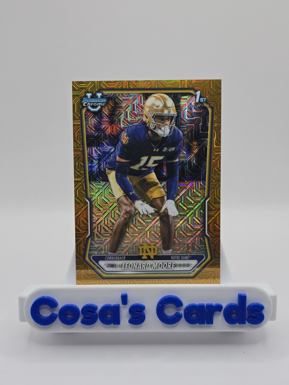 LEONARD MOORE 2026 BOWMAN CHROME MEGA 1ST #BCP-112 GOLD MOJO REFRACTOR 5/50