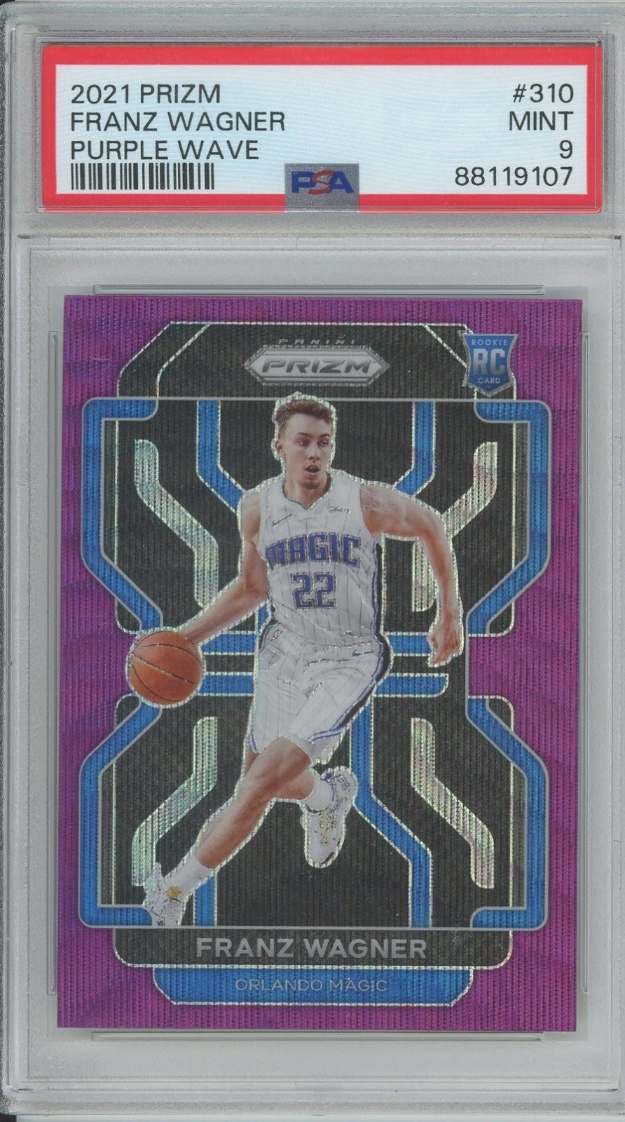 2021-22 Panini Prizm Franz Wagner #310 Purple Wave Prizm (RC) PSA 9 MINT