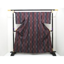 Authentic Unused Single-layer Tsumugi silk kimono, size L body width  26...