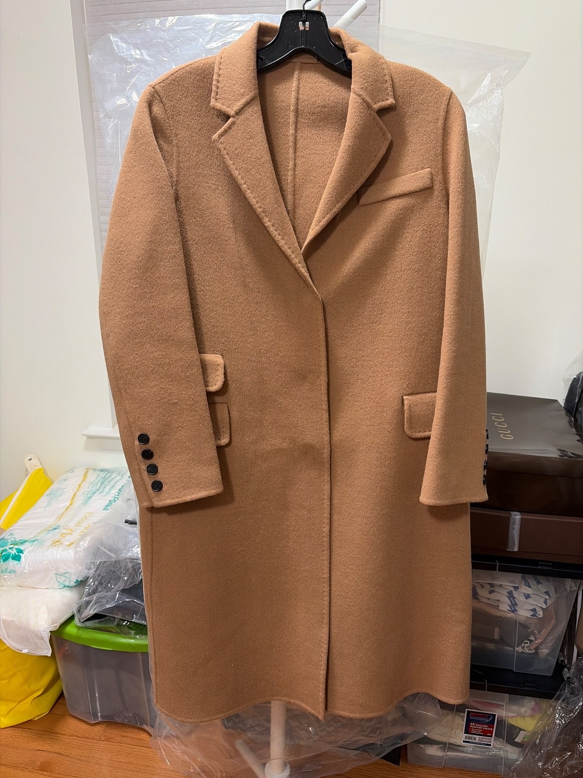 Classic Women’s Brown Long Wool Hand-made Coat NWT Size L