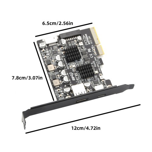PCIe 3.0 to USB 3.2 Gen2 10Gbps Expansion Card Multiple Interfaces Type A/C/E - Photo 6/12