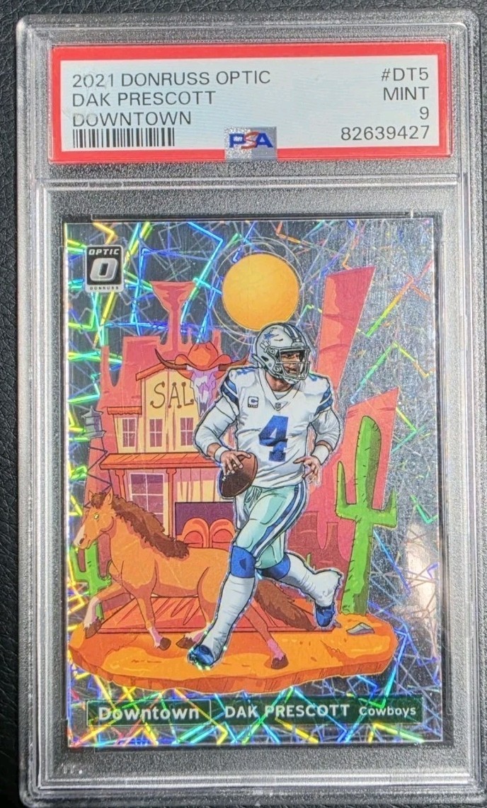 Dak Prescott Downtown Case Hit ssp PSA 9 Cowboys 2021 Panini Donruss Optic DT-5 