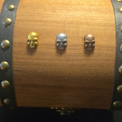 Decorative Rectangular Box Wood Metal Skull Embellishments Pirate Theme Brown