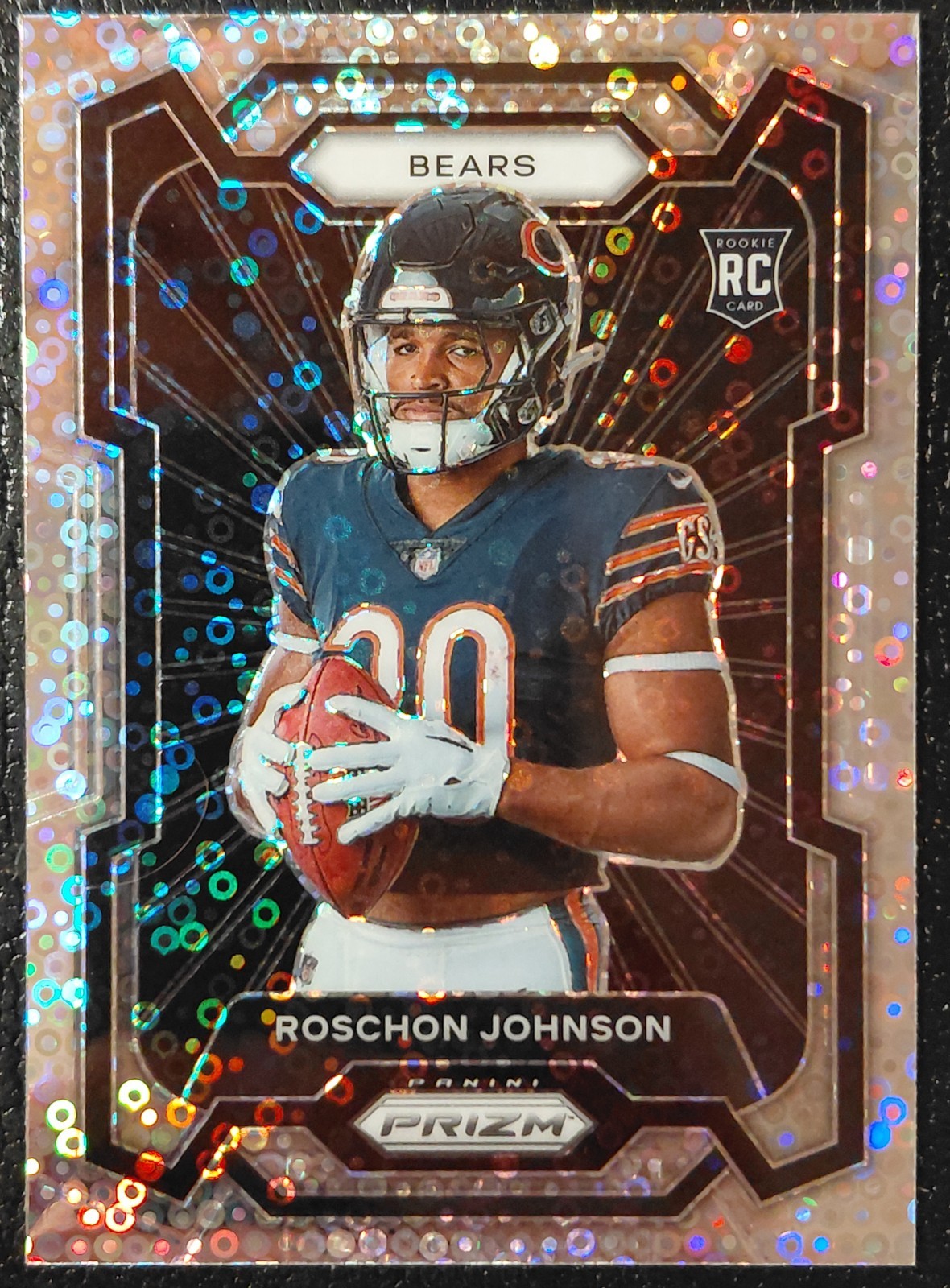 2023 Panini Prizm No Huddle Variation Roschon Johnson RC Silver Disco Prizm #340