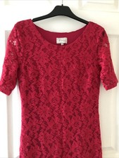 LADIES - Pink Short Sleeve Lace Dress - POEM - Size 8 - BX120