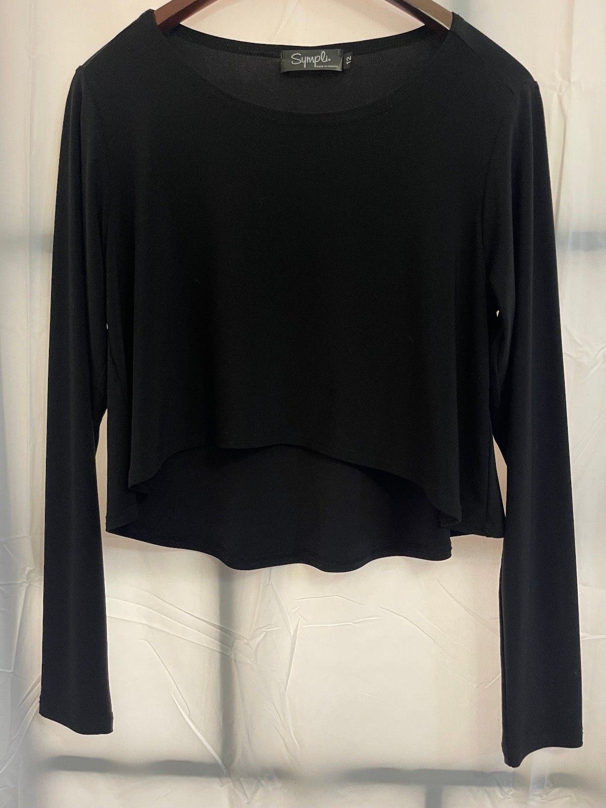 Sympli Black Long Sleeve Cropped Layered Top Size 12 – Made in Canada