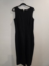 LandsEnd Slveless Ponte SheathDress Sz 12Tall Black Stretch Quiet Luxury Minimal