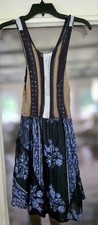 Free People FP Katie's Blue Floral Crochet Mini Dress Summer Boho Beach sz Small