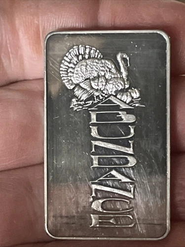 Vintage 1973 1oz Abundance ~ Shirl Joseph Winter .999 Fine Silver Art Bar B16