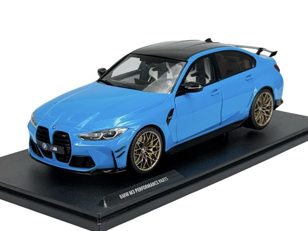 Solido 2024 BMW M3 G80 Performance Parts Blue 1:18 NEW Diecast Metal Model-image